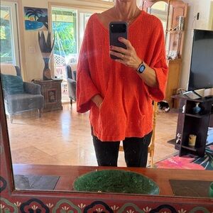 Free People Orange Off-the-Shoulder Sweater